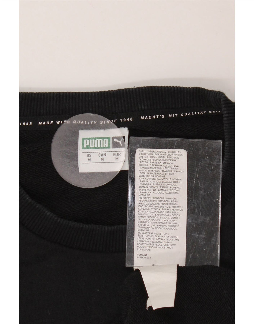 PUMA Mens Graphic Moletom Jumper Médio Algodão Preto