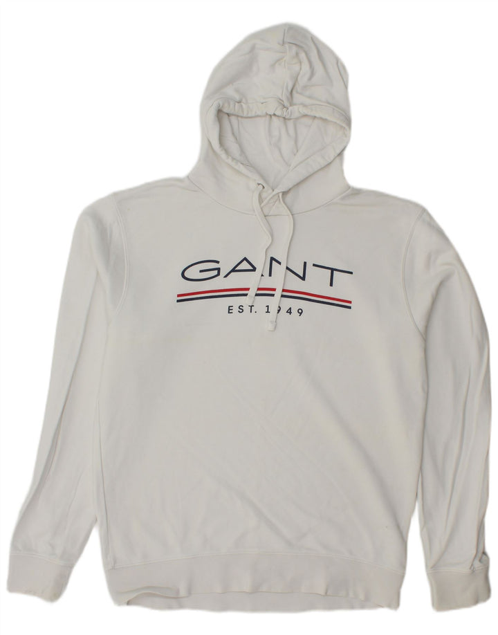 Suéter com capuz gráfico masculino Gant grande algodão branco
