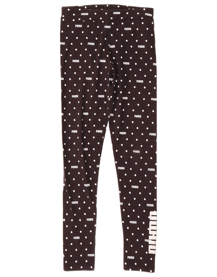 Leggings estampadas PUMA para meninas 13-14 anos algodão manchado preto