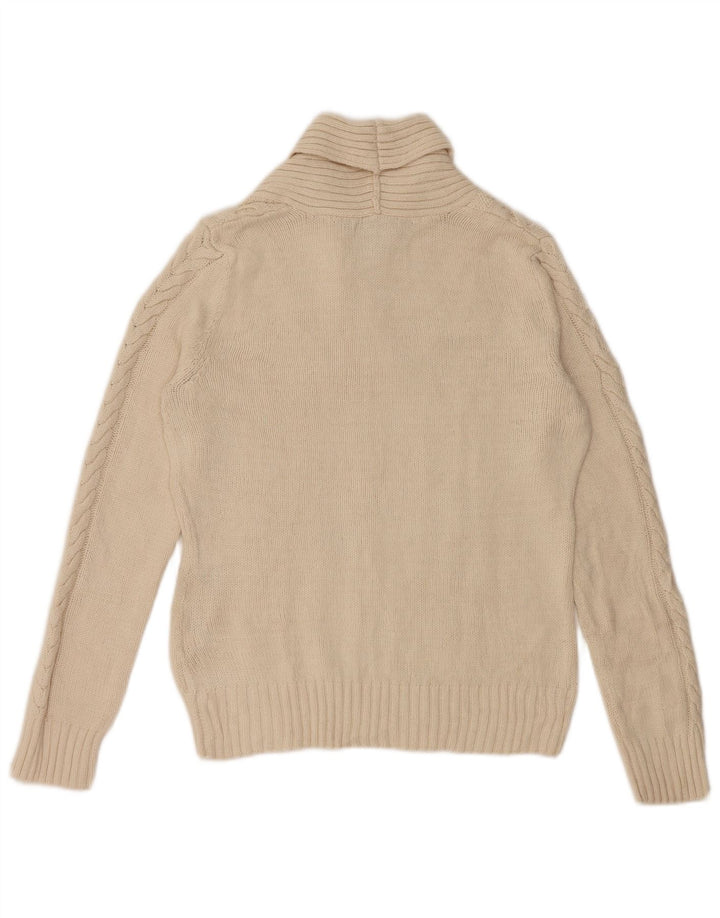 Suéter feminino Chaps com gola xale UK 14 médio algodão branco