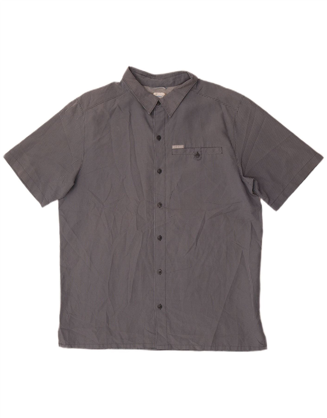 Columbia Camisa masculina de manga curta grande xadrez cinza