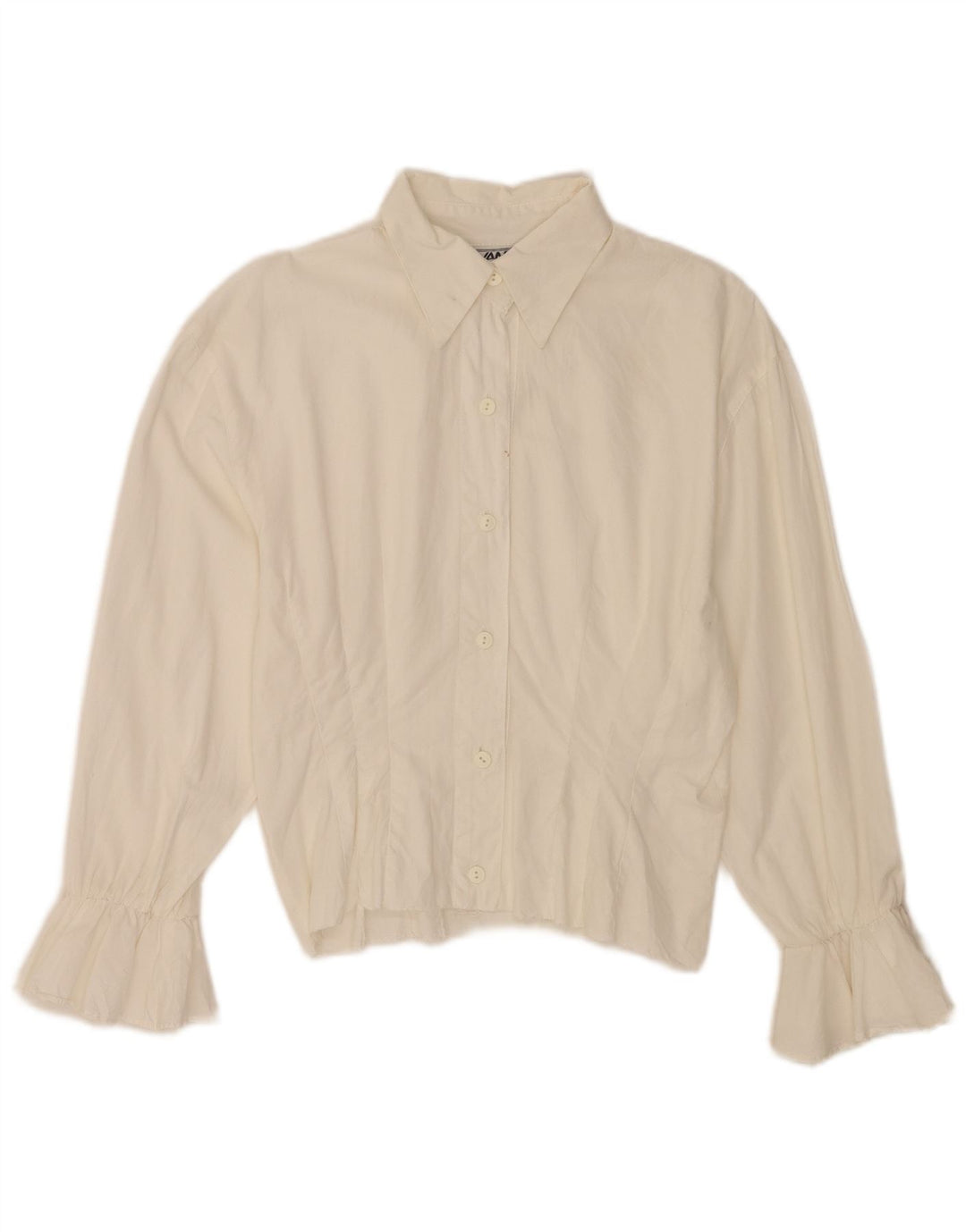 Camisa feminina Avant de manga comprida com ajuste regular Reino Unido 8 algodão branco pequeno