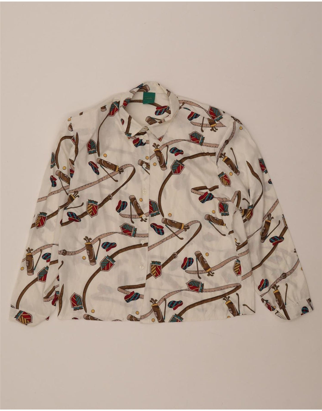 Blusa feminina CANDA com estampa abstrata IT 46 grande poliéster branco