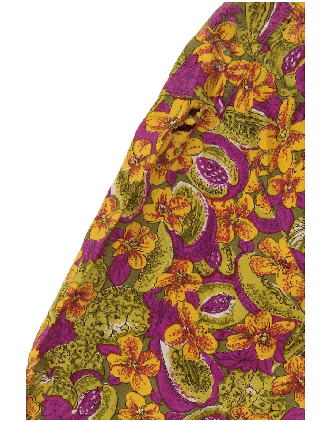 Camisa masculina vintage de manga curta média viscose floral multicolorida