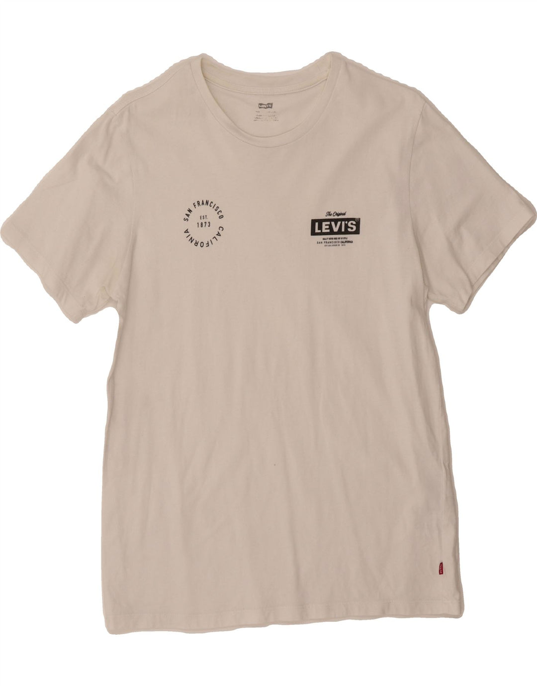 LEVI'S Mens Graphic T-Shirt Top Small White Cotton Vintage Levi's and Second-Hand Levi's from Messina Hembry 