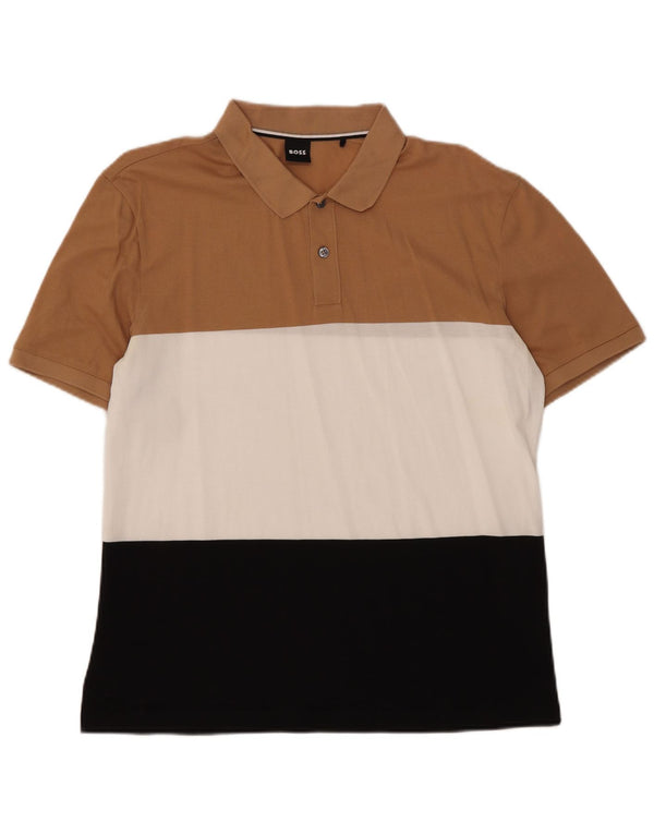 Camisa polo masculina Hugo Boss grande algodão colorblock multicolorido