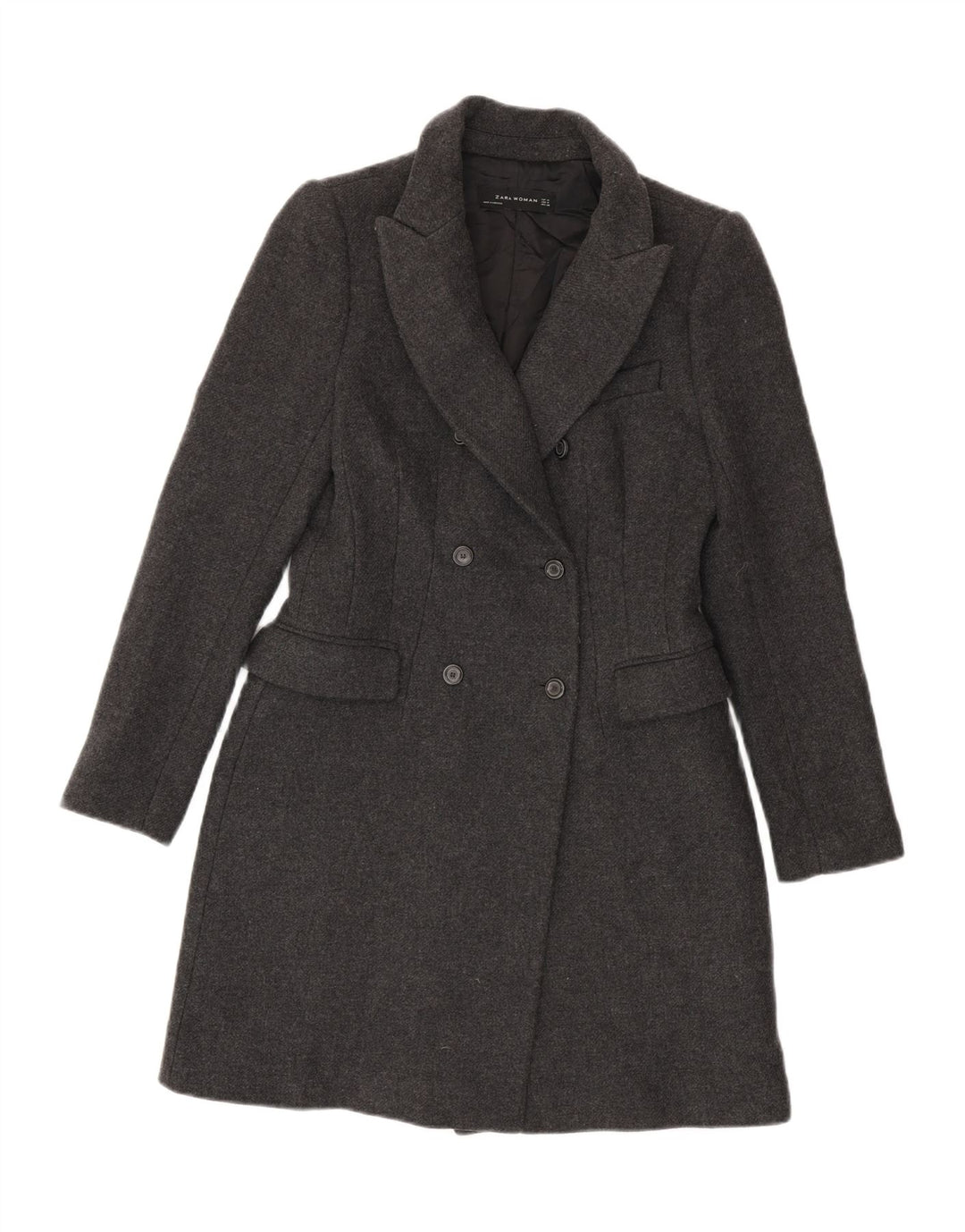 Casaco feminino ZARA com peito duplo UK 12 cinza médio