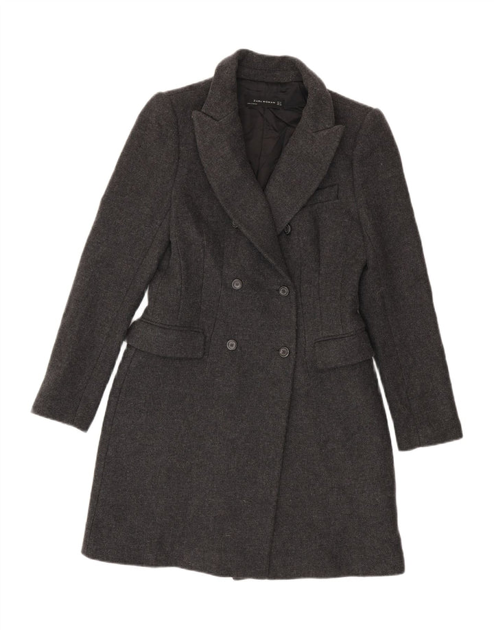 Casaco feminino ZARA com peito duplo UK 12 cinza médio