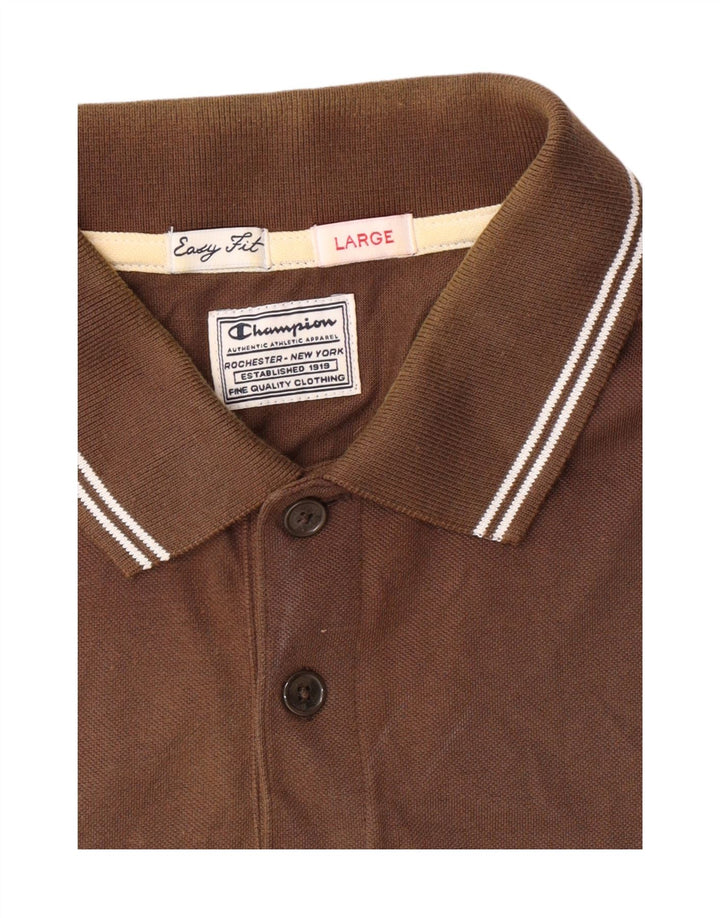 CHAMPION Mens Easy Fit Polo Shirt Large Brown Vintage Champion and Second-Hand Champion from Messina Hembry 