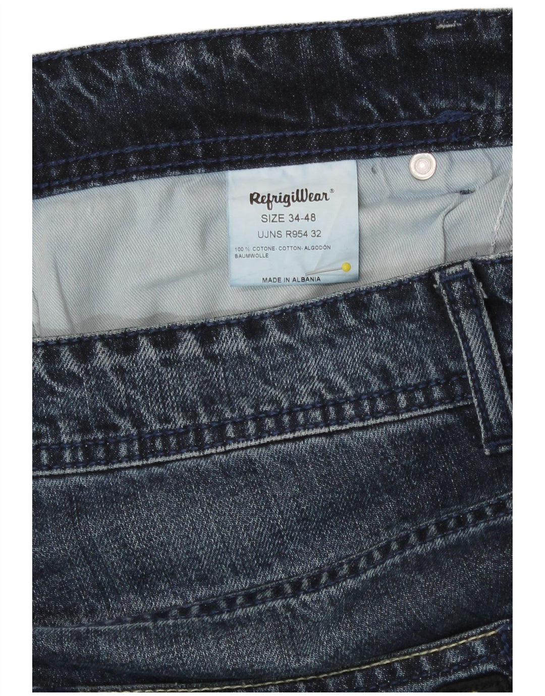 Refrigiwear Mens Slim Jeans W34 L30 Azul Marinho Algodão