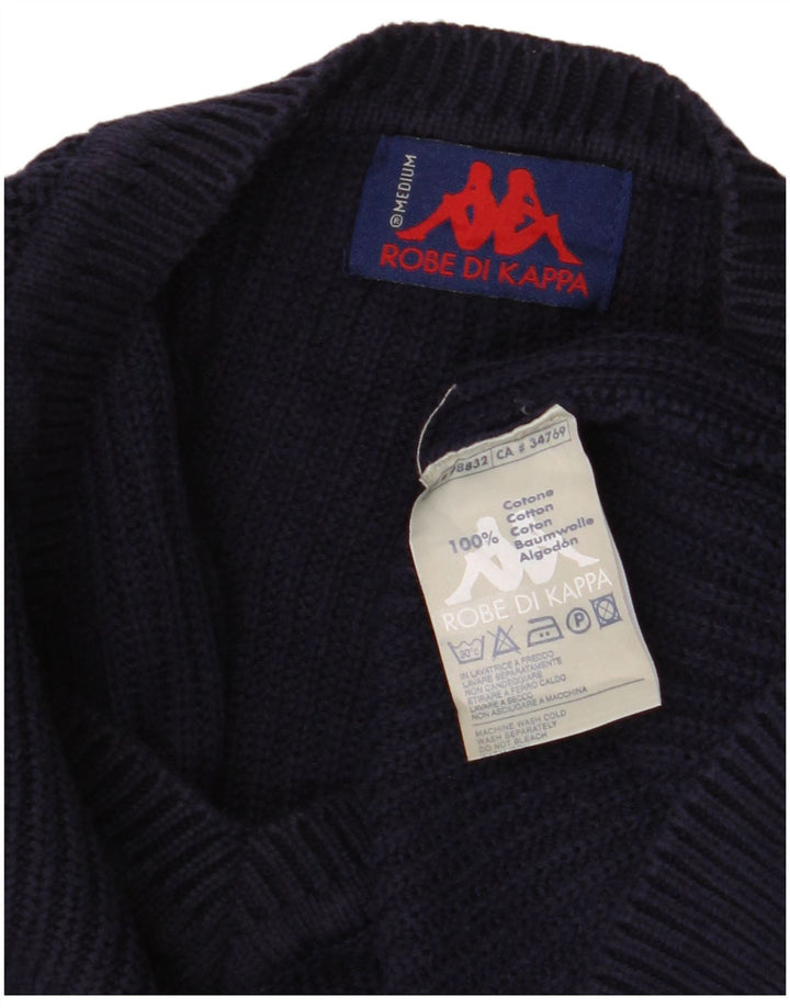 Suéter masculino Kappa com decote em V médio algodão azul marinho