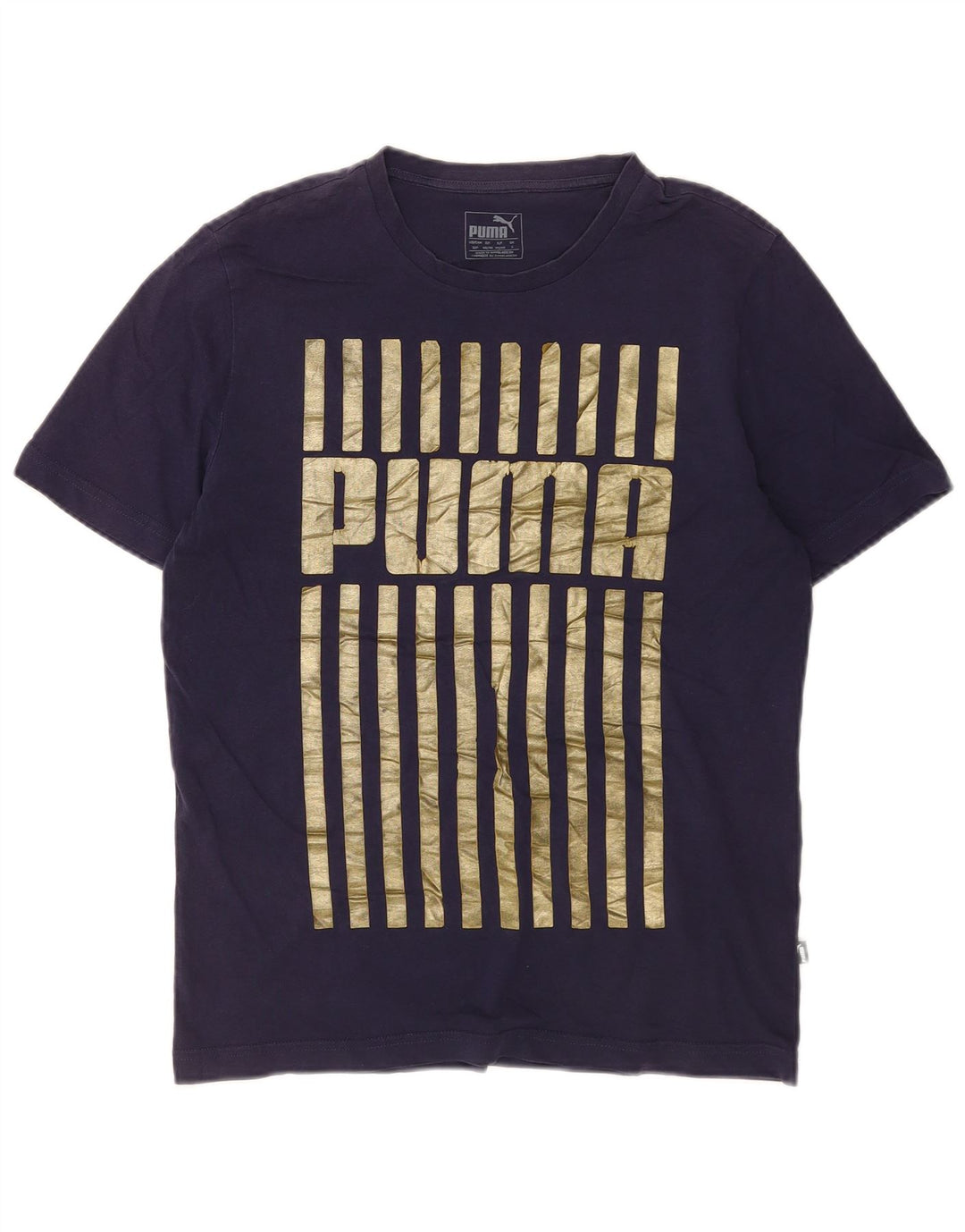 Puma Camiseta Masculina Graphic Top Pequeno Algodão Azul Marinho