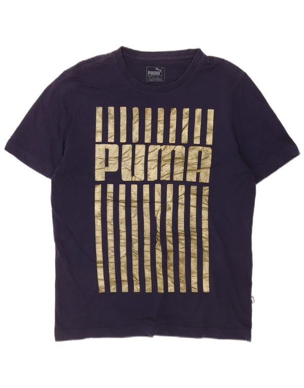 Puma Camiseta Masculina Graphic Top Pequeno Algodão Azul Marinho