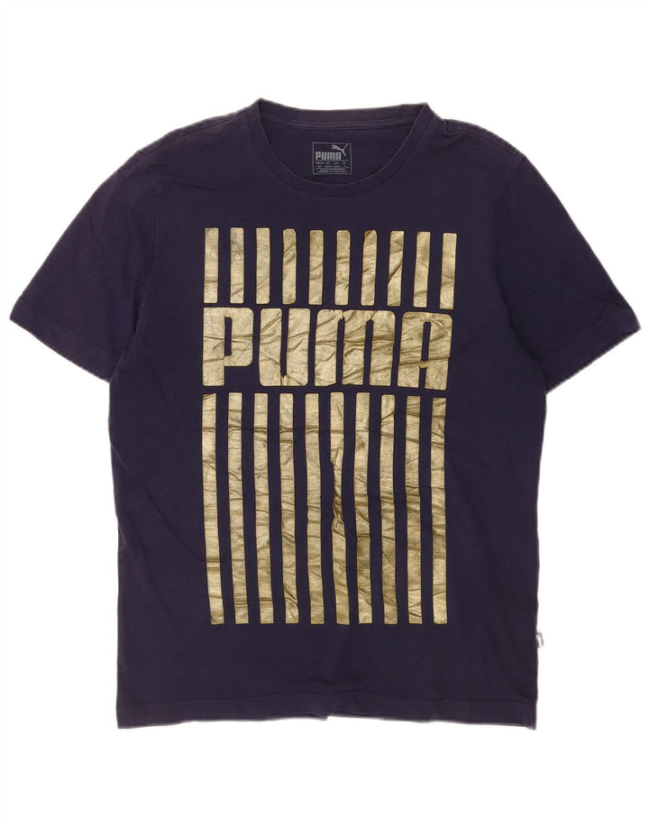 Puma Camiseta Masculina Graphic Top Pequeno Algodão Azul Marinho