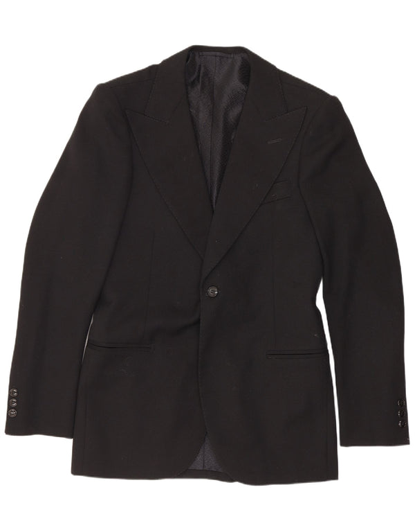 Jaqueta blazer masculina vintage com 1 botão UK 36 pequena preta clássica