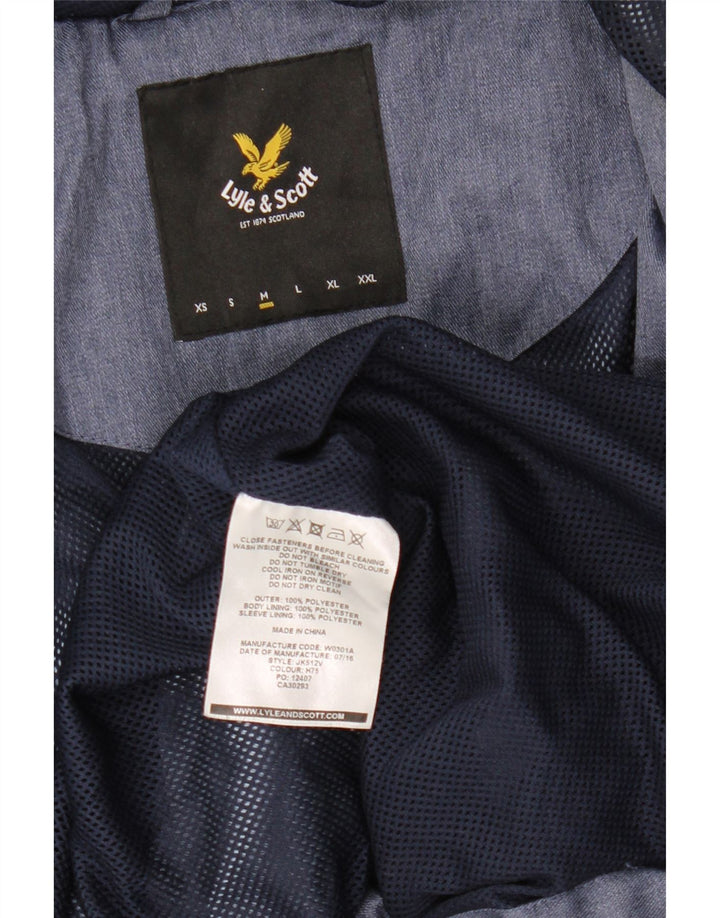 Jaqueta de chuva masculina Lyle & Scott com capuz Reino Unido 38 poliéster azul médio