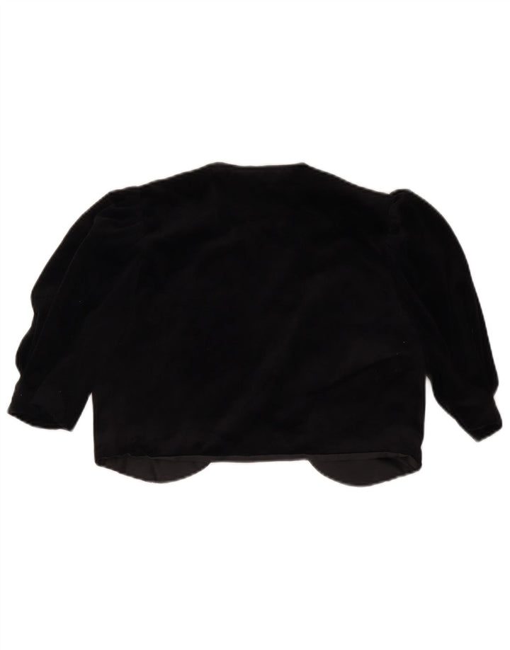 Jaqueta Bolero aberta feminina VINTAGE IT 36 XS preto triacetato