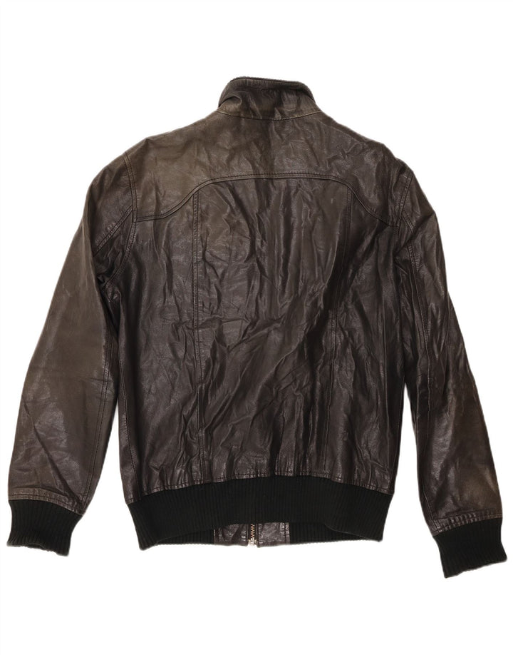 Jaqueta bomber masculina de couro Jack & Jones Reino Unido 38 médio preto