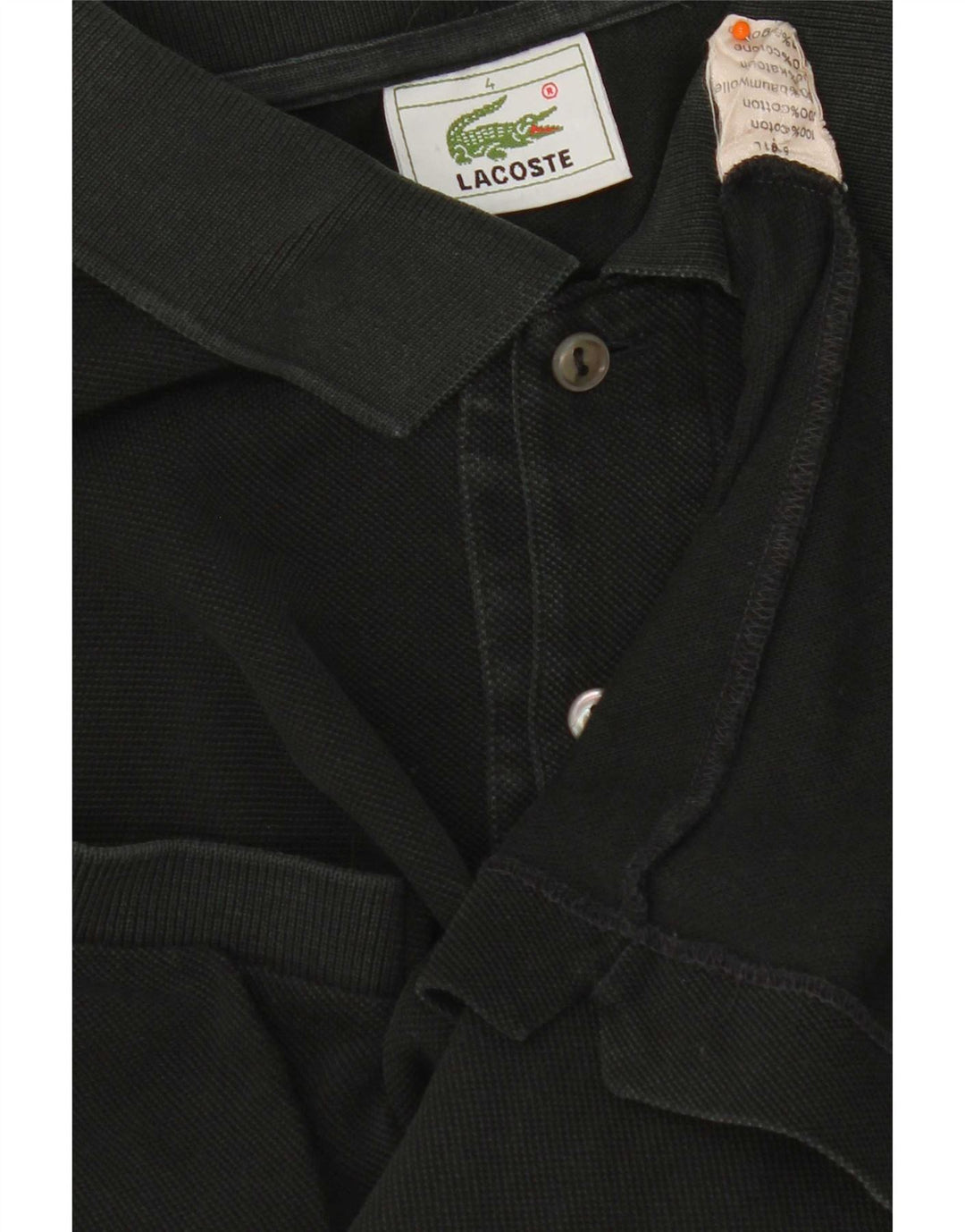 Camisa polo masculina Lacoste tamanho 4 médio algodão preto