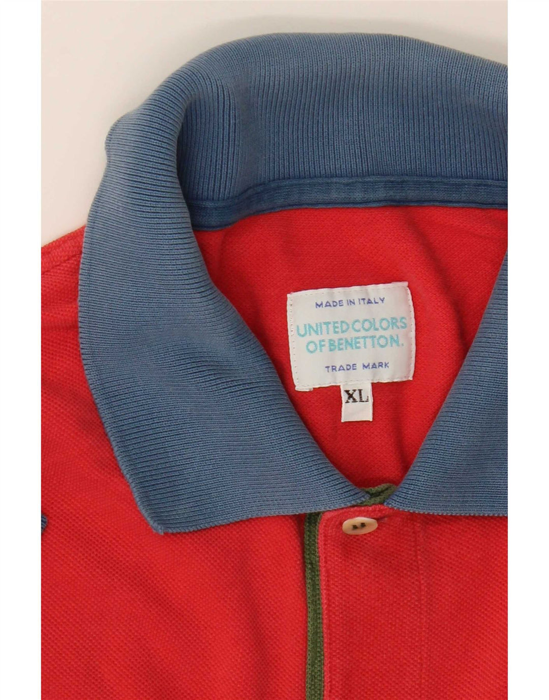 Camisa polo masculina Benetton XL vermelha colorblock