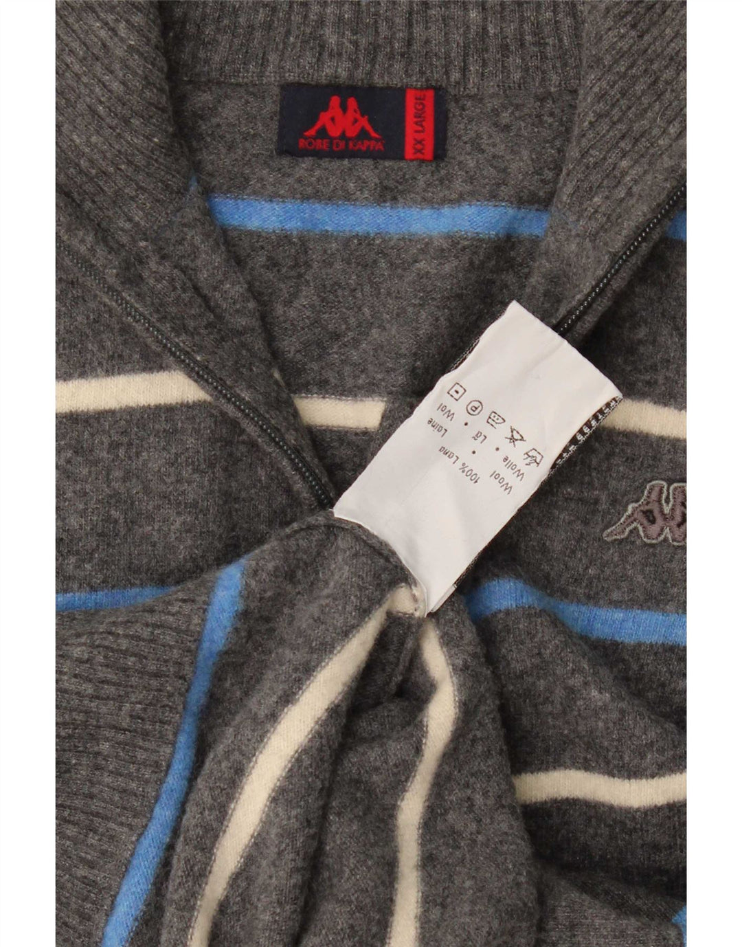 Suéter cardigã masculino Kappa 2XL lã listrada cinza
