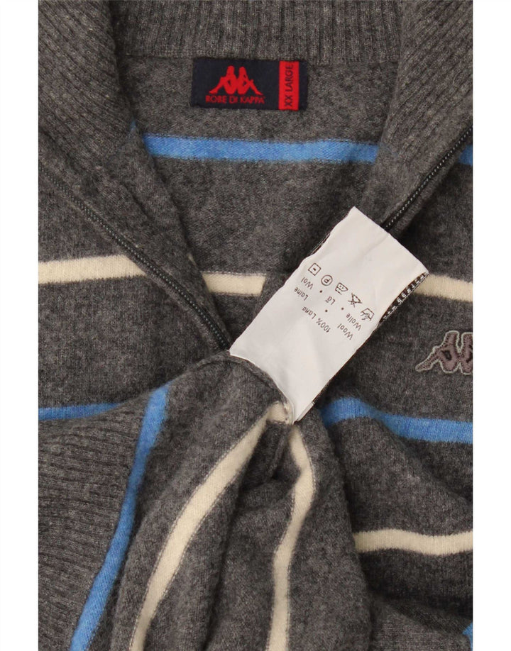 Suéter cardigã masculino Kappa 2XL lã listrada cinza