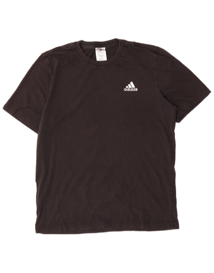 Adidas Mens Camiseta Top Médio Algodão Preto