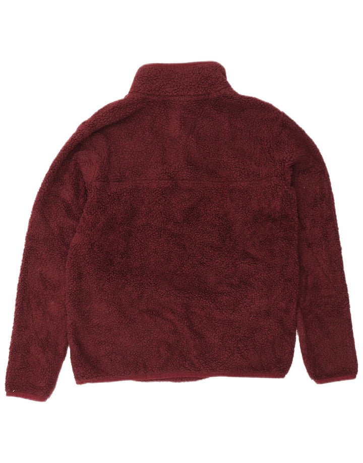 Eddie Bauer Suéter feminino de lã com gola redonda e botão Reino Unido 14 Médio Borgonha