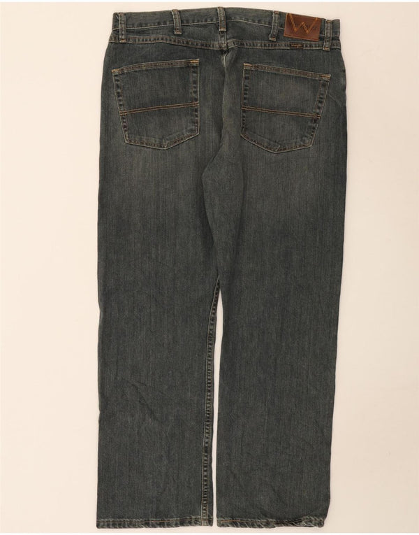 Wrangler Mens Straight Jeans W36 L29 Azul Algodão
