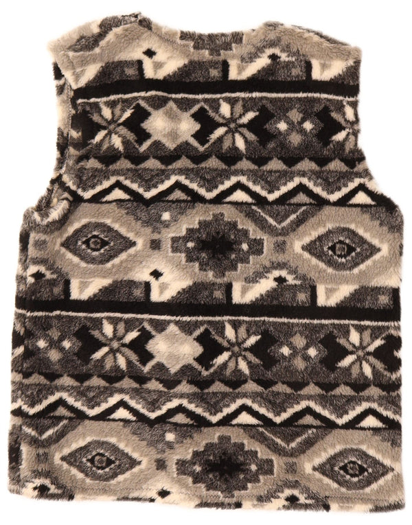 Colete de lã masculino vintage UK 40 grande cinza geométrico
