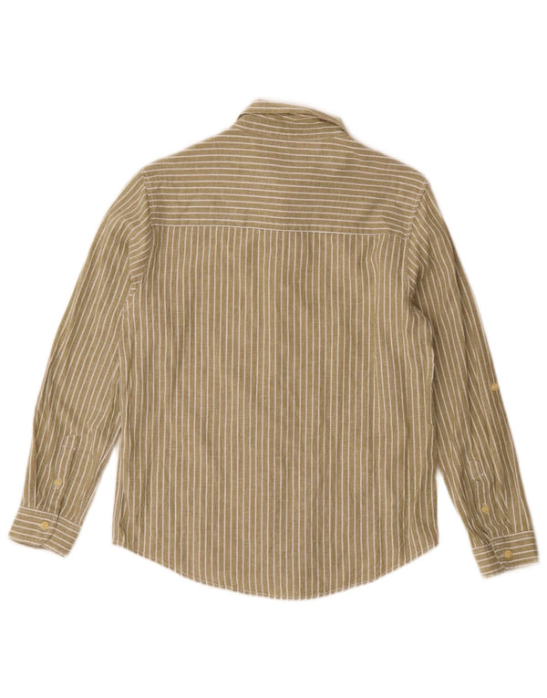 Camisa masculina Zara 11-12 anos cáqui listrado algodão