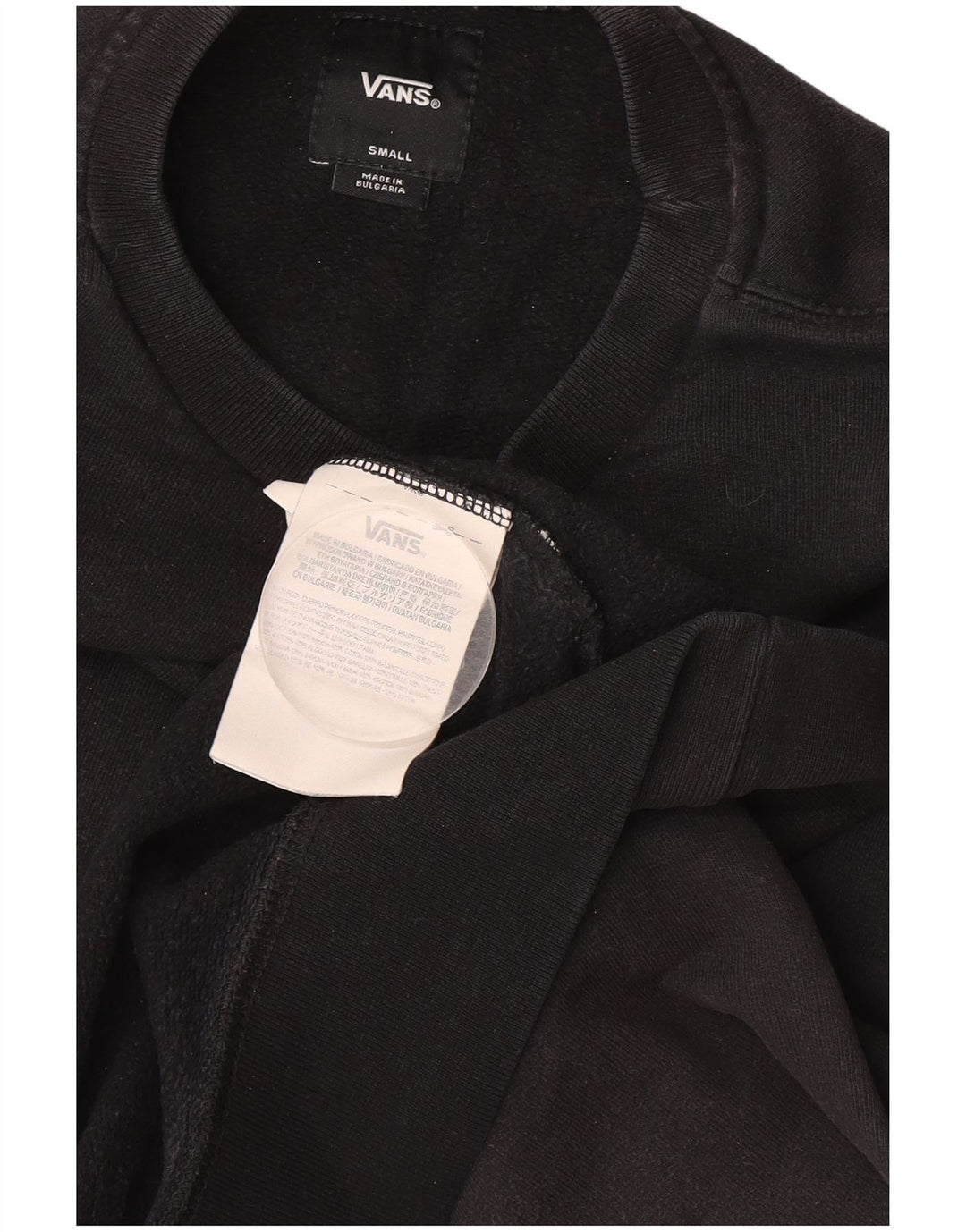VANS Mens Graphic Moletom Jumper Pequeno Algodão Preto
