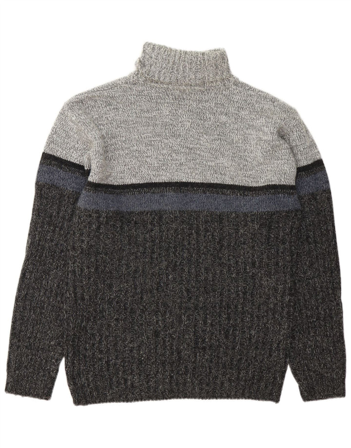 C&A Suéter masculino Canda Roll Neck Jumper grande bloco cinza