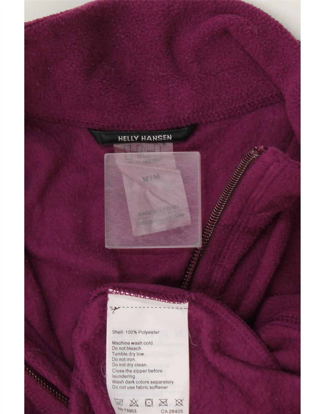 Suéter de lã feminino Helly Hansen com zíper e gola UK 14 poliéster roxo médio