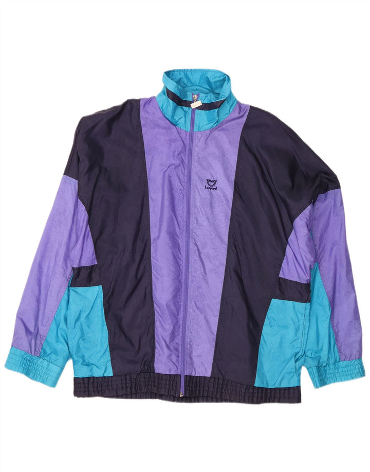 Jaqueta superior de agasalho masculino leopardo grande colorblock multicolorido nylon