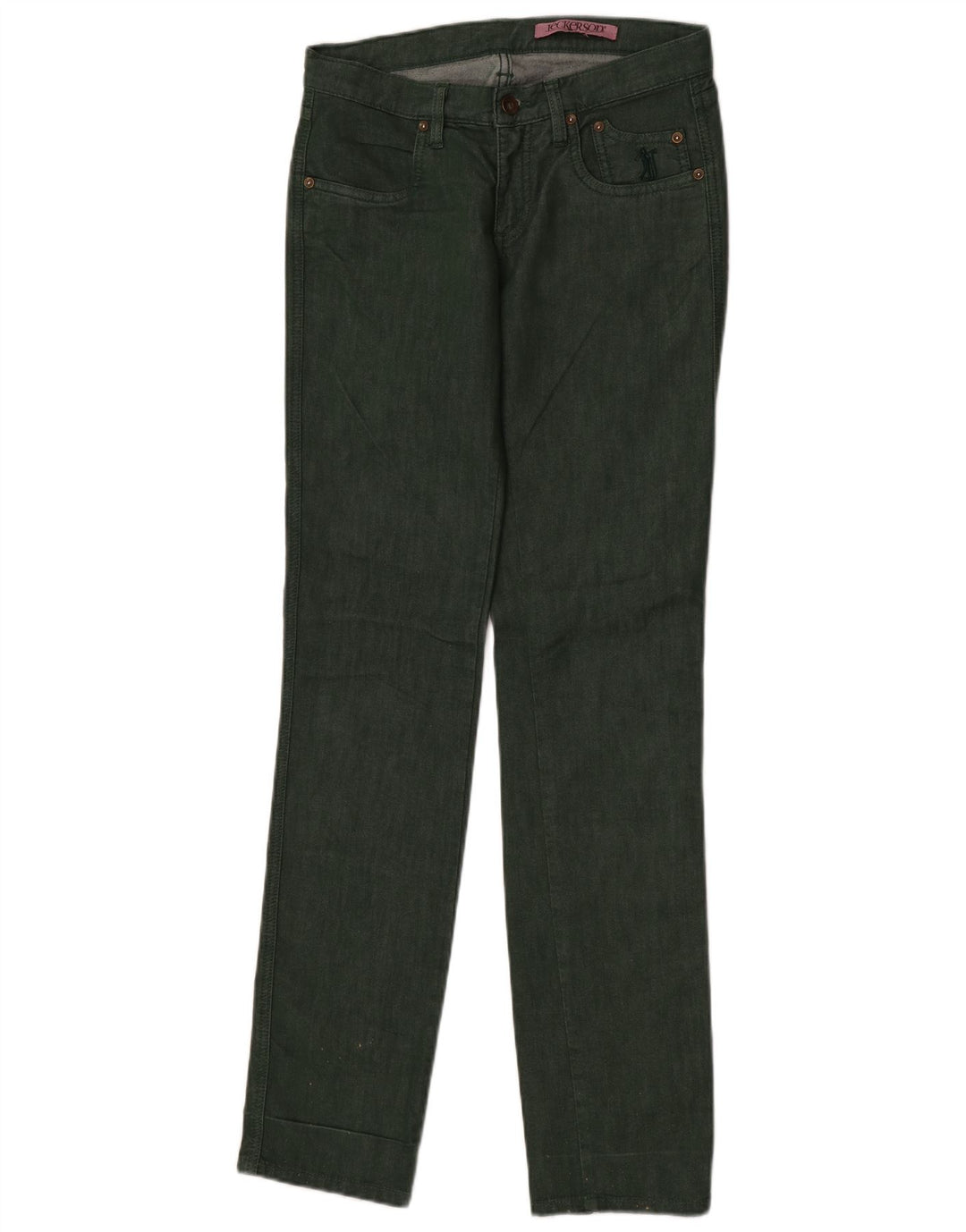 Calça jeans feminina Jeckerson W28 L34 verde