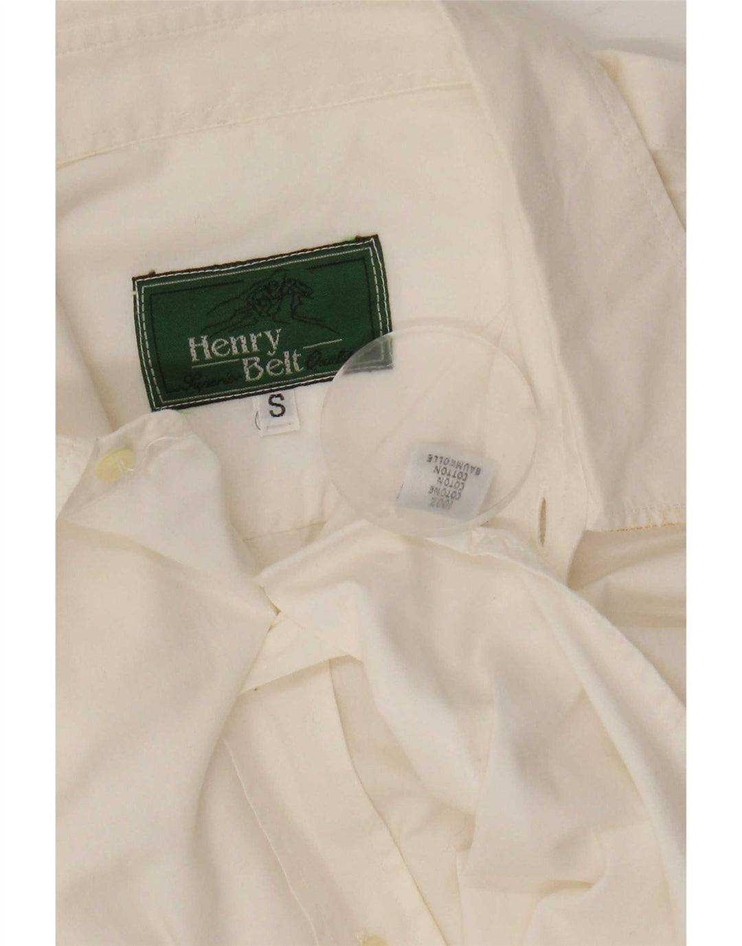 Camisa masculina vintage pequena de algodão branco