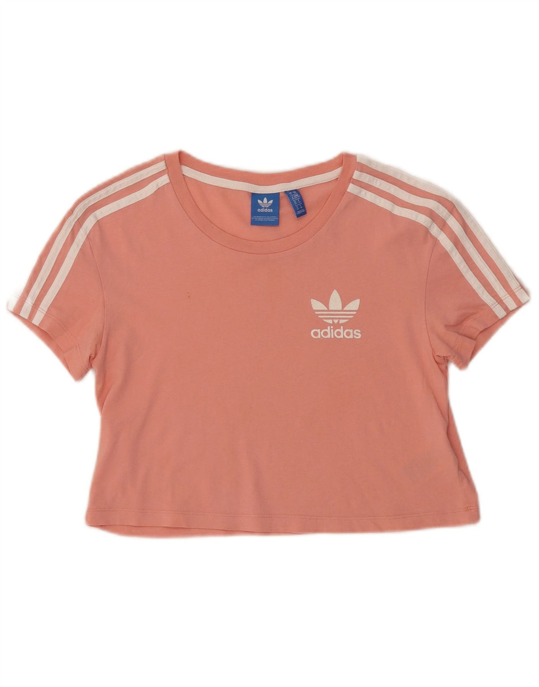 Camiseta Adidas Feminina Oversized Crop Top UK 6 XS Rosa Algodão