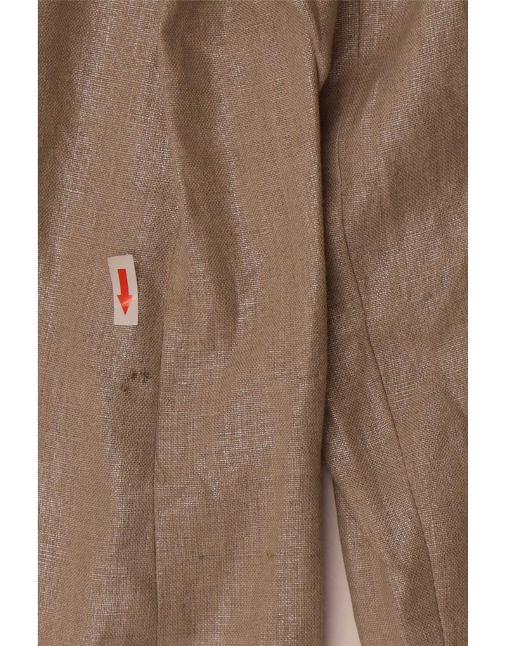 Jaqueta Zara Womens Open Blazer UK 14 Médio Bege Linho