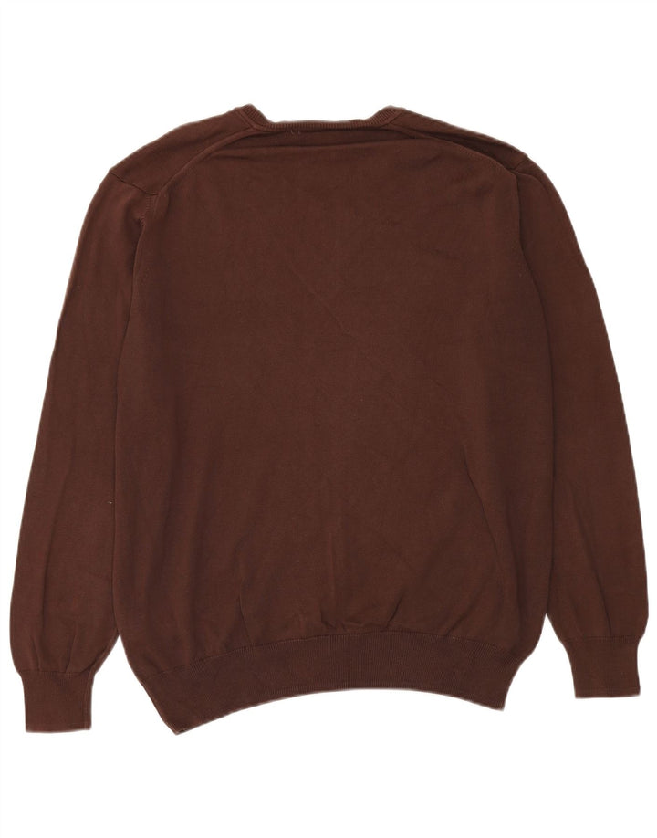 Zara Suéter masculino com decote em V XL algodão marrom