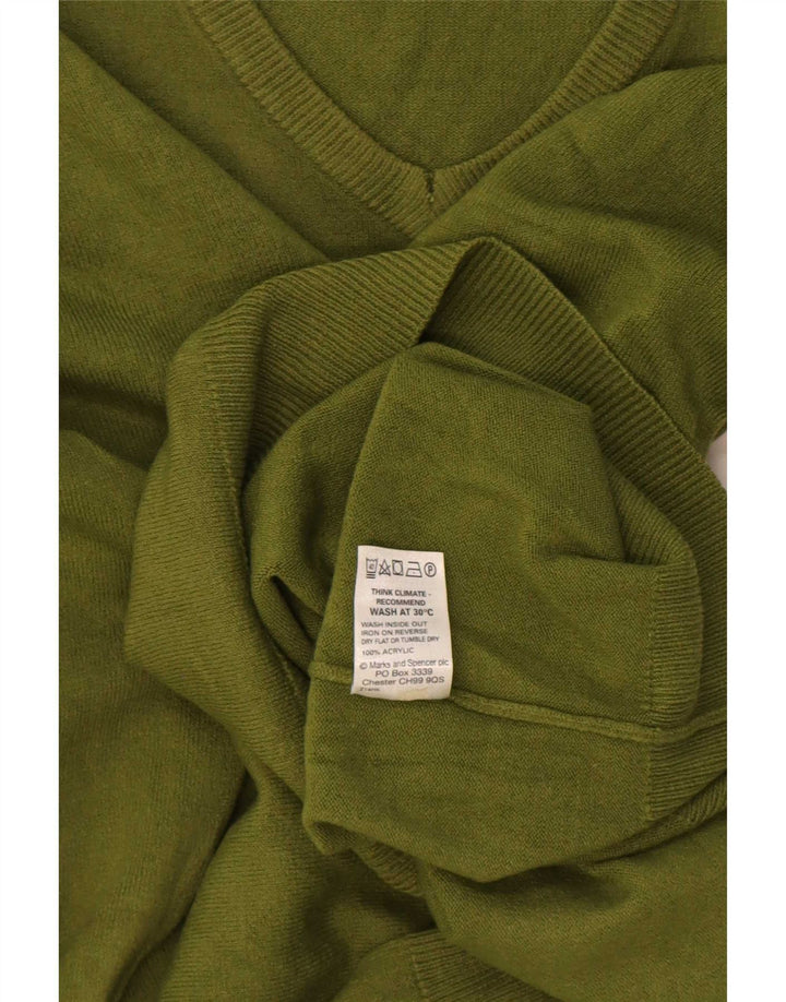 Suéter masculino Marks & Spencer Blue Harbor com decote em V verde médio