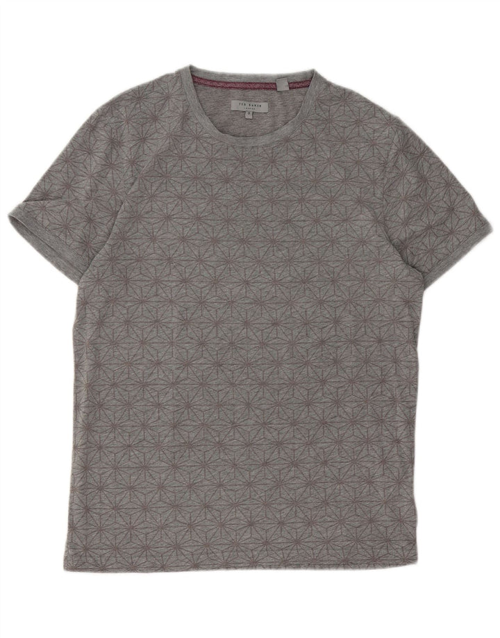 Camiseta gráfica masculina Ted Baker tamanho superior 3 algodão geométrico cinza médio