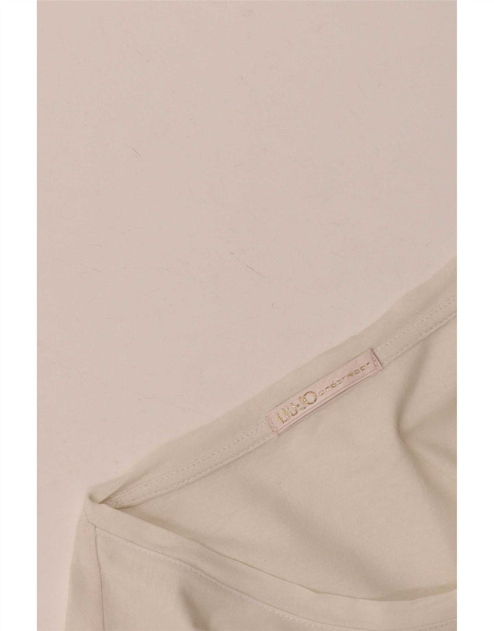 Camiseta feminina Liu Jo com estampa gráfica UK 12 médio branco
