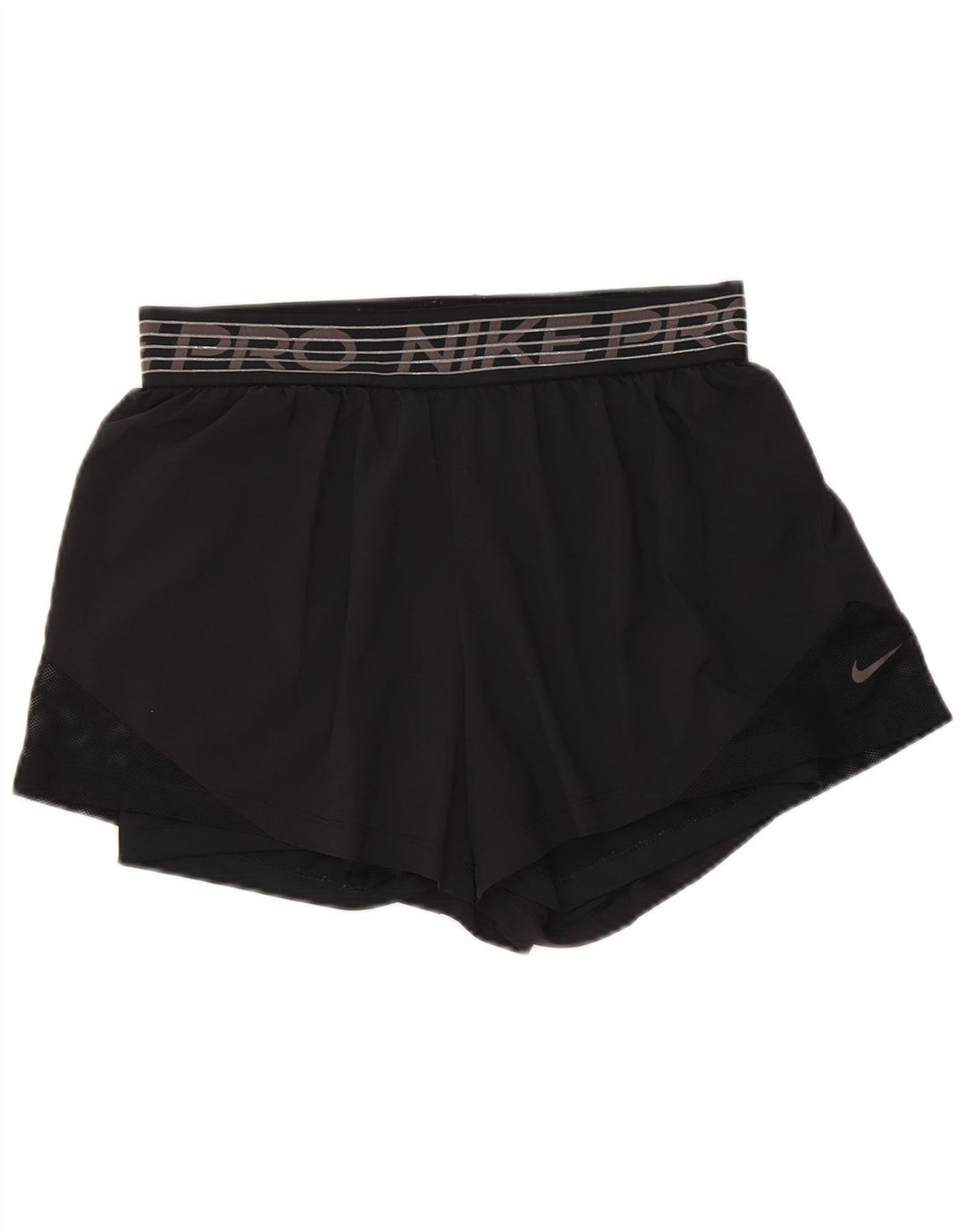 Nike Womens Dri Fit Graphic Sport Shorts UK 12 Médio Preto Poliéster