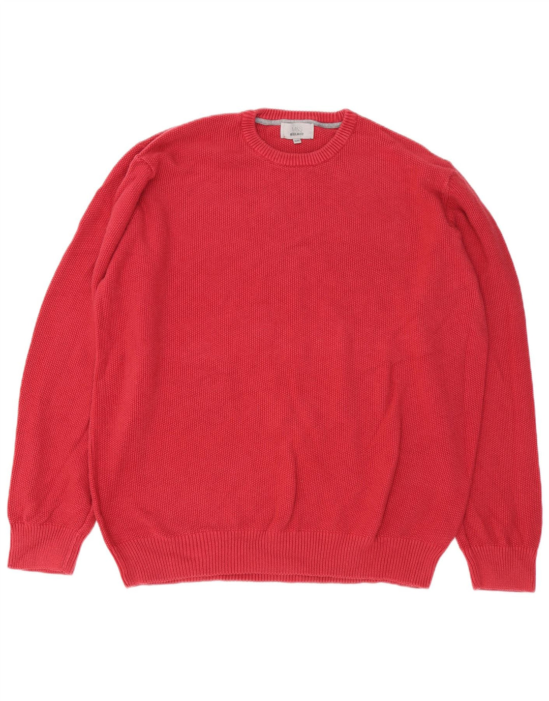 Suéter masculino Marks & Spencer de ajuste regular com gola redonda 2XL algodão vermelho