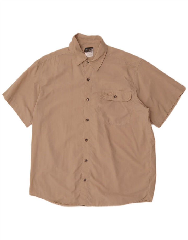 Camisa masculina de manga curta Jack Wolfskin grande bege poliamida
