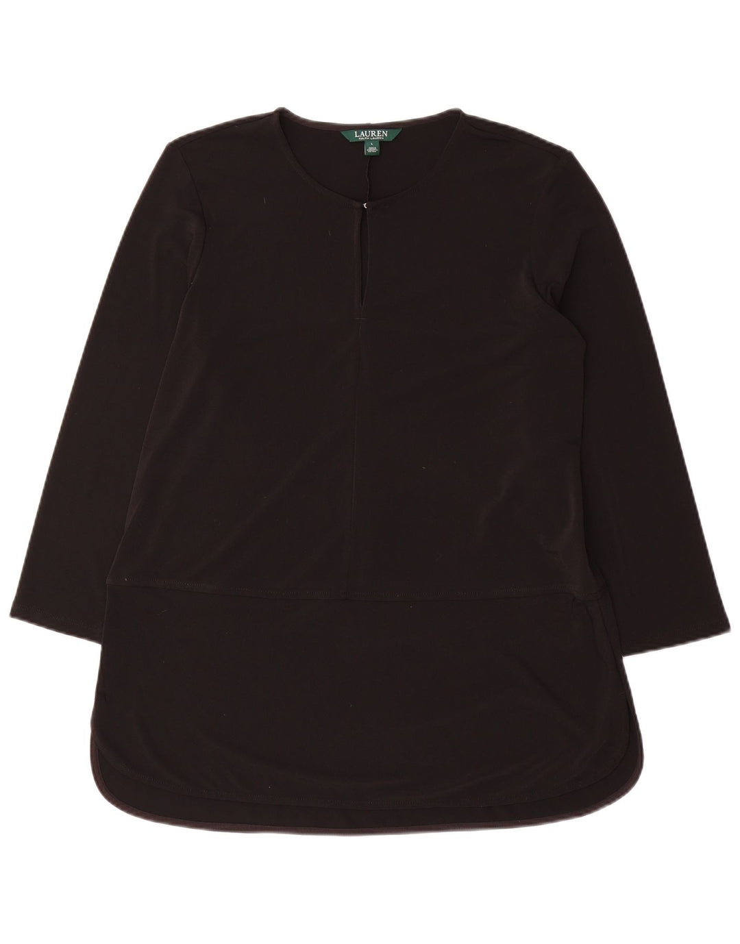 Túnica feminina Ralph Lauren manga 3/4 Reino Unido 16 grande poliéster preto