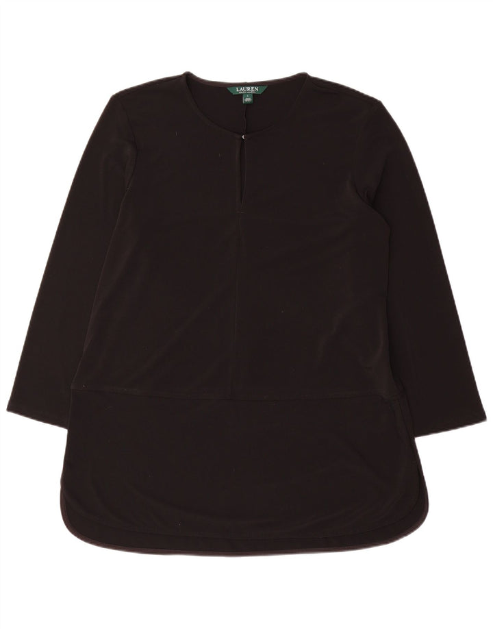 Túnica feminina Ralph Lauren manga 3/4 Reino Unido 16 grande poliéster preto