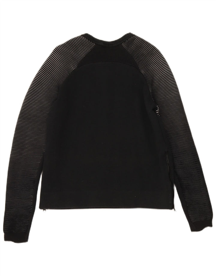 NIKE Mens Moletom Jumper Pequeno Algodão Listrado Preto