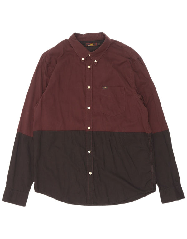 Camisa masculina Lee Regular Fit XL Borgonha Colorblock Algodão